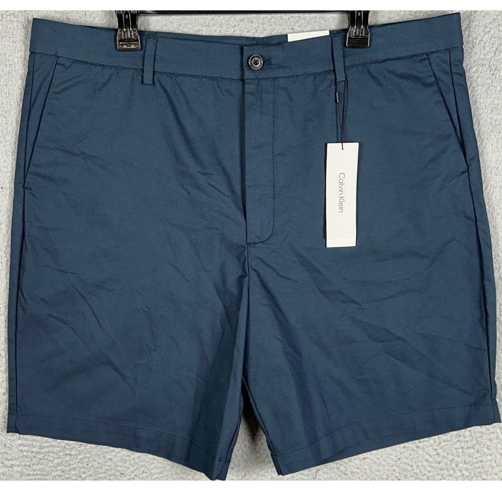 NEW‎ Calvin Klein Shorts Mens 40X9 Navy Chinos Flat Front Stretch Casual Pockets